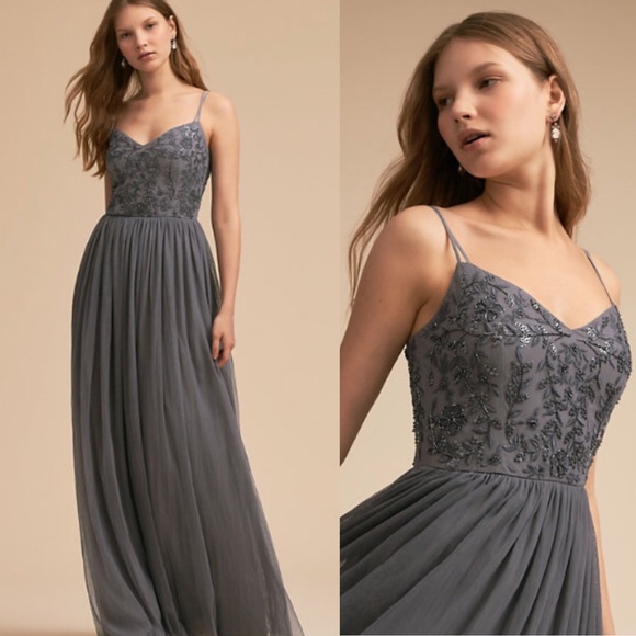 BHLDN Dresses & Skirts - BHLDN Elowen Gown in Steel Gray NWOT